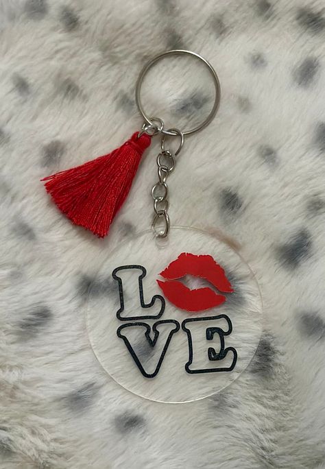 #love Valentines Keychain, Valentine Keychain, Racine Wisconsin, Keychain Ideas, Love Keychain, Personalized Cookies, Cards For Boyfriend, Acrylic Keychains, Shopping Deals