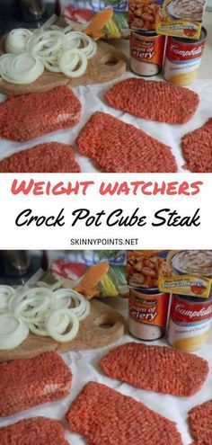 Crock Pot Cube Steak, Cube Steaks, Weight Watchers Crock Pot Recipes, Crockpot Cube Steak, Cubed Steak, Cube Steak Recipes, Food Beef, Hamburger Steak, Cube Steak