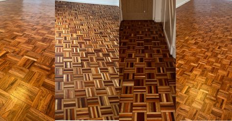 Over the years we received many calls from our clients asking if Parquet floors can be sanded and restored. This article will help answer that. There are many types of parquet floors and for now, I wish to only talk about the style referred to as 5 finger parquet. It is called 5 fingers as … Update Parquet Floors, Finger Block Parquet Flooring, Five Finger Parquet Flooring, Repurposed Parquet Flooring, Teak Parquet Floor, Wood Floor Parquet, Restored Parquet Flooring, Square Parquet Flooring, Basket Weave Parquet Flooring