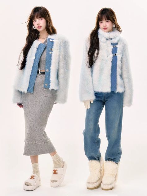 Fur Top, Chic Coat, Winter Chic, Cute Jackets, Fur Jacket, Stand Collar, Coats For Women, Fur Coat, Korean Fashion