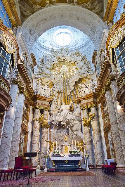 Karlskirche Vienna, Baroque Cathedral, Schonbrunn Palace Aesthetic, Vienna Austria Architecture, Cologne Cathedral Interior, Ceiling Domes, Dubai Skyscraper, Church Pictures, Sacred Architecture