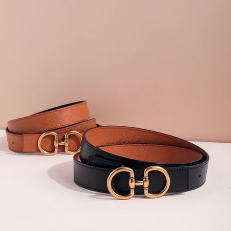 Horsebit Belt, Belt For Dresses, Madrid Big Buckle, Double Buckle Belt, Luxury Belts, Designer Belt, Chic Leather, Designer Belts, Reversible Belt