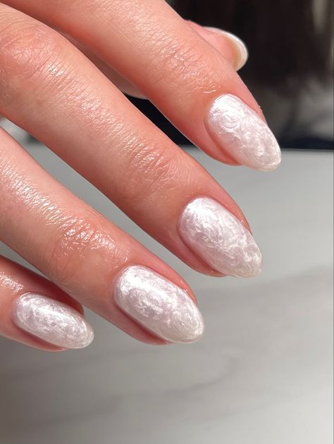 Oyster nails 🦪 #nails #nailsofinstagram #pinterest #springnails #nailsideas #nailinspiration #pearl Oyster Nails, Engagement Nails, Milky Nails, Pink Gel, Summery Nails, Her Nails, Pearl Nails, Bride Nails, Nagel Inspo