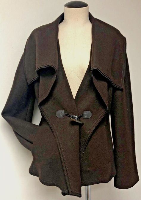 COLE HAAN AMAZING BROWN ALPACA BLEND SHAWL COLLAR TOGGLE JACKET BLAZER TOPPER 6 | eBay Jacket Collar Pattern, Coat Lining, Shawl Collar Jacket, High Collar Shirts, Dress Patterns Diy, Shawl Collar Blazer, Toggle Coat, Velvet Dress Long, Wool Sweaters Womens