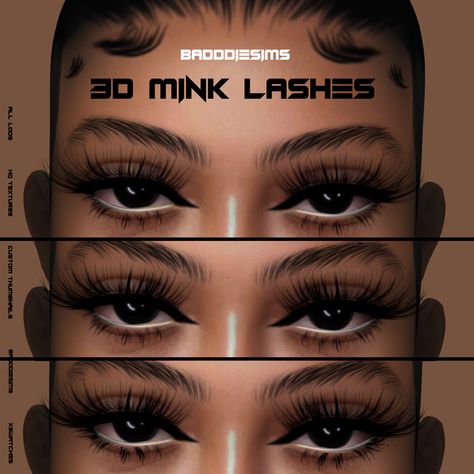 3D MINK LASHES L1 | BADDDIESIMS on Patreon Cc Urban Sims 4, Sims 4 Perfume Cc, Sims 4 Cc Nose Piercing, Sims 4 Cc Skin Details Realistic, Sims Makeup, Cc Makeup, Sims 4 Nails, Mods Sims 4, Cc Packs