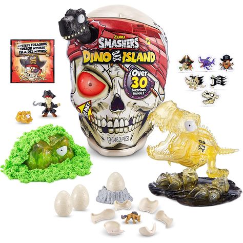 PRICES MAY VARY. OVER 30 SURPRISES: Slime, fizz and Smash your way through over 30 Dino Island surprises and build the ultimate Dino SMASH-O-SAUR! SMASH, SMASH, SMASH!: An unique play experience that lets you smash the Giant Skull to smithereens to discover the Dino Island treasures. Smash through 5 mini egg surprises to let the mini characters loose across the Island! MINI EGGS & PIRATES: Discover mini egg surprises with over 20 characters to smash and collect! You’ll also discover the pesky pi Dinosaurs Toys, Toys Dinosaur, Smashers Dino Egg, Dinosaur Stuff Toy, Dino Island, T Rex Toys, Jurassic World Dominion Toys, Dino Toys, Shark Toy