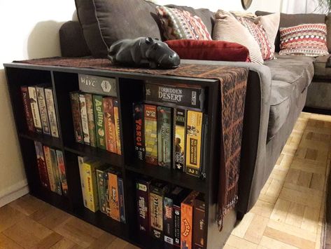 Geek House Ideas, Small Space Game Room, Living Room Board Game Storage, Board Game Corner In Living Room, Aesthetic Board Game Storage, Board Game Storage Ideas Living Room, Board Games Room Ideas, Board Game Organizer, Board Game Nook