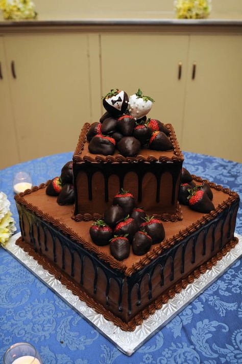 Groom's cake. Square Grooms Cake, Grooms Cakes Ideas, Grooms Cake Ideas Simple, Square Chocolate Grooms Cake, Chocolate Grooms Cake, Birth Cakes, Chocolate Fruit Cake, Wedding Cake Simple Elegant, Cake With Strawberries