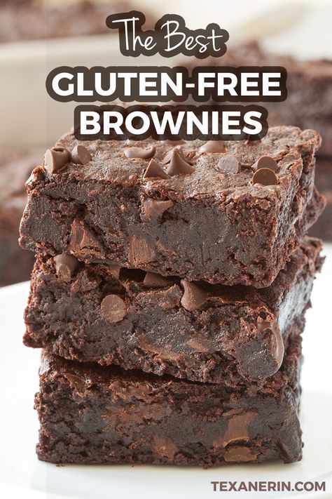 The Best Gluten-free Brownies – Super Fudgy and Dairy-free - Texanerin Baking Best Gluten Free Brownies Recipe, Easy Brownies, Baking Brownies, Easy Healthy Dessert, Gluten Free Brownies Recipe, Resep Brownies, Dessert Sans Gluten, Brownies Chocolate, Gluten Free Brownies