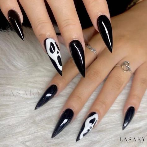 Lasaky - Casual Wear French Tip Nails with a Twist Black Halloween Nails, Fake Nail Tips, Holloween Nails, Black Glue, Fake Nails Long, Gothic Nails, Nail Art Set, Fake Nail, Nail Length