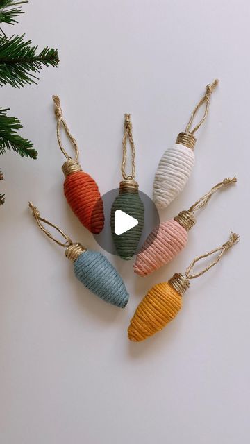 Yarn Covered Christmas Ornaments, Diy Ornament Ideas Christmas, Do It Yourself Christmas Crafts, Tassel Christmas Tree Ornament Diy, Yarn Wreath Ornament, Diy Bell Christmas Ornament, 2024 Diy Christmas Ornaments, Macrame Christmas Crafts Diy, Diy Ornament Hangers