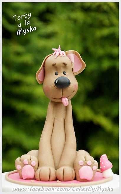 Dog tutorial - CakesDecor Fondant Dog Tutorial, Dog Tutorial, Sugar Animal, Fondant Dog, Cupcakes Decorados, Cake Topper Tutorial, Fondant Animals, Cake Central, Animal Cakes