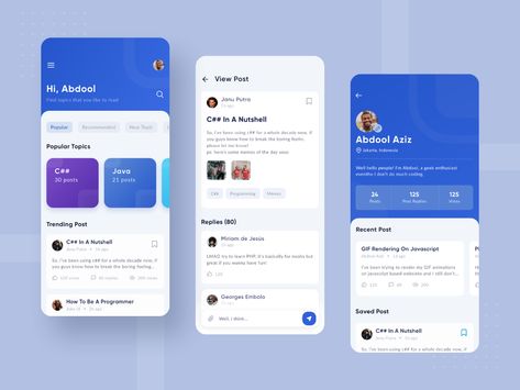 Forum App Exploration by Abdul Aziz for Omnicreativora on Dribbble Forum App Design, Uxui Design, App Design Ui, Ios 7 Design, App User Interface, Mobile Ux, App Design Layout, Creative Apps, App Interface Design