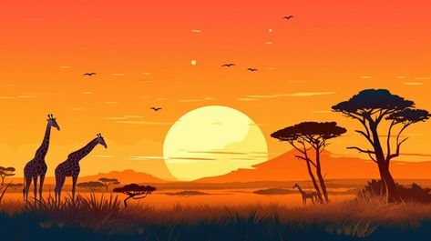 Safari africa Vectors | Free download Africa Illustration, Africa Animals, Il Re Leone, Neon Party, Vector Free Download, Clay Ideas, Lion King, Good Night, Art Ideas