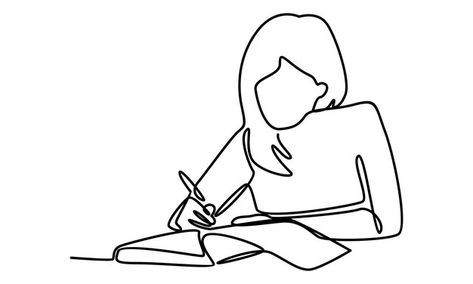 Continuous line of girl studying illustr... | Premium Vector #Freepik #vector #study-students #people-studying #study #teen-student Study Girl Drawing, Girl Studying Illustration, Sketch Notes Doodles, Studying Illustration, Studying Girl, Anti Corruption, Pencil Portrait Drawing, People Drawing, Note Doodles