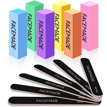 FACEMADE Nail Files and Buffer 12Pcs, Professional Manicure Tools Kit Care Buffer Block Tools 100/180 Grit Nail Buffer Block, Fake Nail Tips, Amazon Items, Professional Manicure, Nails Fake, Pedicure Kit, Long Lasting Nails, Manicure Kit, Nail Files