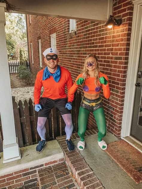 Barnacle Boy, Halloween Costumes Boy And Girl, Men Customes Halloween, Boy And Girl Halloween Costumes, Mermaid And Merman Costume, Carnaval Man, Costume For Men Halloween, Barnacle Boy Costume, Mermaid Man Costume Girl