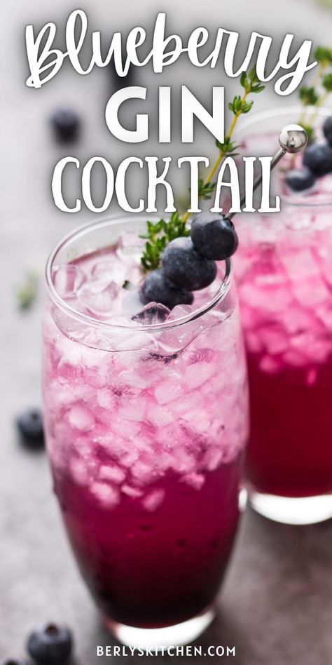 Blueberry Gin And Tonic, Blueberry Gin Cocktail, Tequila And Lemonade, Vodka Cranberry Cocktail, Homemade Blueberry Syrup, Blueberry Simple Syrup, Thyme Simple Syrup, Blueberry Cocktail, Blueberry Gin