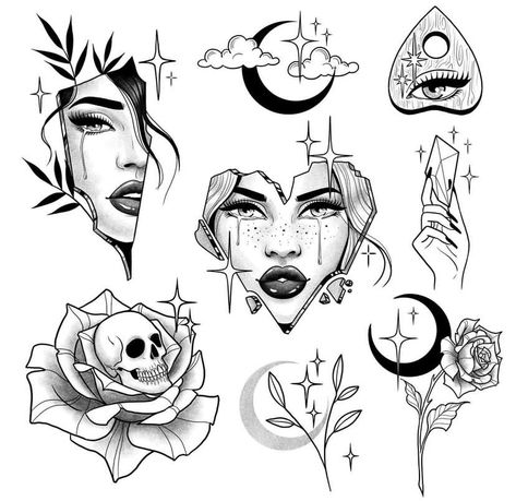 Practice Tattoo Designs, Arrow Doodle, Witchy Tattoos, Americana Tattoo, Tattoo Wallpaper, Tattoo Catalog, Halloween Flash, Abstract Tattoos, Flash Sheets