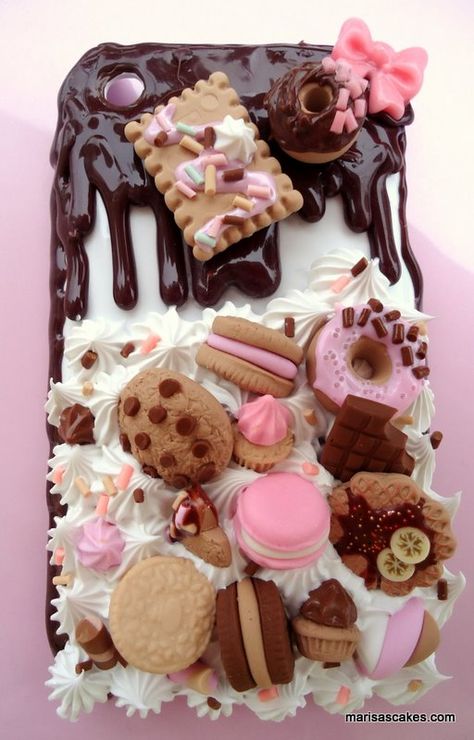 Choco Biscuit, Decoden Diy, Decoden Case, Charm Phone, Kawaii Crafts, Bling Phone Cases, Decoden Phone Case, Iphone 3g, Kawaii Diy