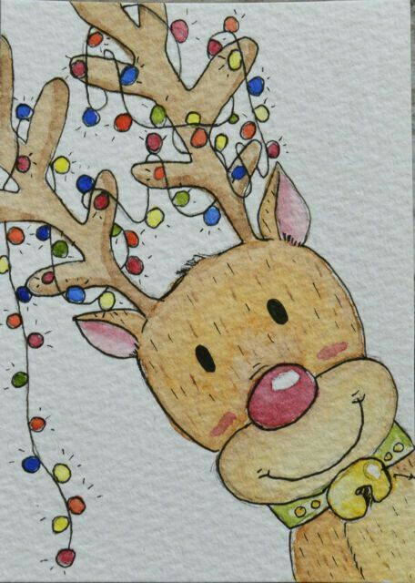 Signs Cricut, Reindeer Drawing, Xmas Drawing, Watercolour And Pen, Christmas Sketch, Signs Christmas, Christmas Drawings, Christmas Doodles, Christmas Card Art