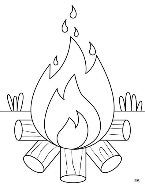 Preschool Camping Coloring Pages, Campfire Coloring Page, Squirrel Scouts, Colouring Worksheets For Kids, Campfire Drawing, Outdoor Drawing, Summer Coloring Sheets, Camping Coloring Pages, Redwork Patterns