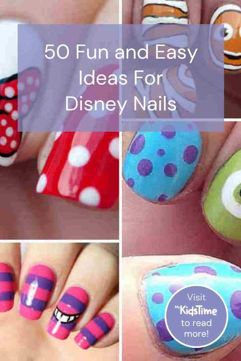 Create a Fairytale Look With 50 Fun and Easy Ideas For Disney Nails Simple Disney Nails Gel, Disney Inspired Nails Acrylic, Nails Outline, Easy Disney Nails, Disney Villain Nails, Diy Disney Nails, Disney Gel Nails, Disney Manicure, Disney World Nails