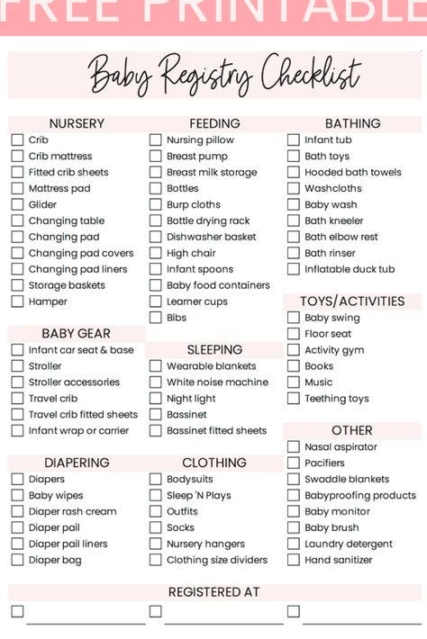 Baby Registry Checklist Printable, Baby Essential List, Registry Must Haves, Baby Essential Checklist, Newborn Checklist, Mom Checklist, Baby Tub, Baby Delivery, Baby Shower Registry