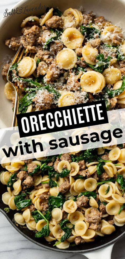 Orichette Pasta Sausage Broccoli, Pasta Sausage Spinach Recipes, Pasta With Ground Sausage And Spinach, Costco Italian Sausage Pasta Recipe, Ground Chicken Sausage Pasta, Pasta With Crumbled Sausage, Pasta Sausage Recipes Healthy, Costco Sausage Pasta Recipe, One Pan Orecchiette Pasta