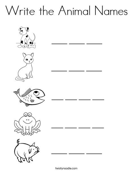 Write the Animal Names Coloring Page - Twisty Noodle Animals Name With Picture, Evs Worksheet, Alphabetical Order Worksheets, English Assignment, Teaching Letter Sounds, Animal Writing, Letter Writing Practice, Coloring Animals, Opinion Writing Prompts