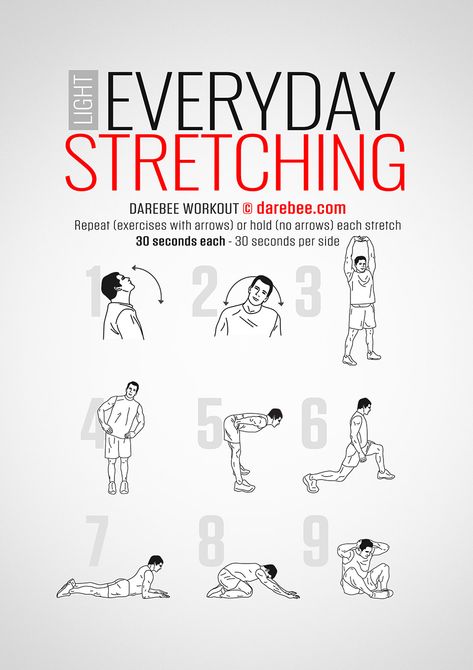 Everyday Stretching Light Workout Body For Life Workout, Workouts Cardio, Daily Stretches, Best Workout Routine, Latihan Kardio, Latihan Yoga, Swollen Legs, Workout At Work, Trening Fitness