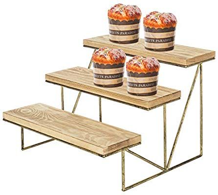 MyGift 3-Tier Wood & Brass Cupcake Dessert Display Riser: Amazon.ca: Home & Kitchen Diy Buffet Table, Pizza Display, Diy Buffet, Acrylic Cupcake Stand, 3 Tier Cupcake Stand, Pastry Stand, Cupcake Display Stand, Recipes Using Bananas, Dessert Display Stand