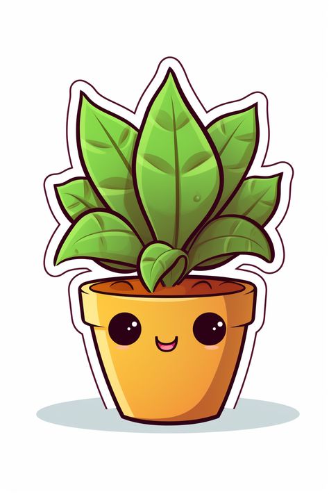 Cute Sticker Design, Cartoon Leaf, Plant Cartoon, Pencil Drawings For Beginners, Fruit Cartoon, Avengers Art, Black Paper Drawing, Cute Laptop Stickers, Object Drawing