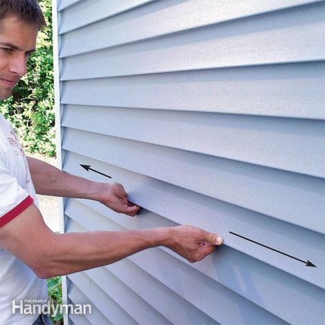 vinyl siding will pop and crackle with every change of sunlight and temperature if nailed incorrectly. Siding Repair, Nail Vinyls, Weather Change, Diy Vinyl, Family Handyman, Vinyl Siding, A House, Warm Weather, Siding