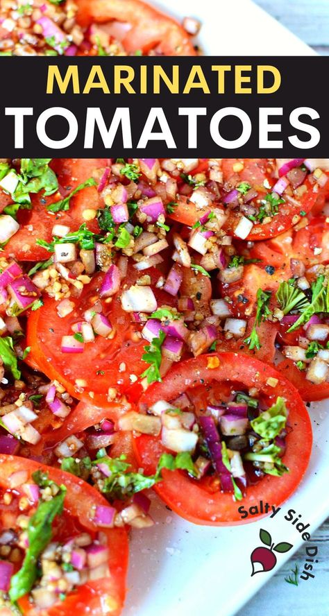 Marinated Cherry Tomatoes Recipe, Tomato Side Dish, Marinated Tomato Salad, Tomato Onion Salad, Tomato Sandwich Recipes, Tomato Side Dishes, Tomato And Onion Salad, Tomato Salad Recipe, Cherry Tomato Recipes