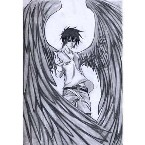 Anime Boys ❤ liked on Polyvore featuring anime Male Fallen Angel, Angel Sketch, Gothic Drawings, Male Angel, Couple Drawing, Wings Drawing, Angel Wallpaper, Angel Drawing, Art Kawaii