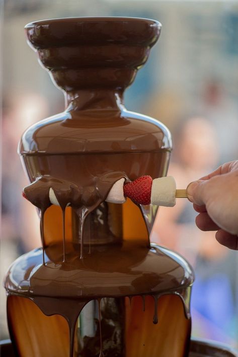 Chocolate Fountain Ideas, Easy Chocolate Fondue Recipe, Chocolate Fondue Recipe, Fondue Fountain, Wonka Chocolate, Chocolate Fountain, Fondue Recipes, Fine Chocolate, Golden Birthday