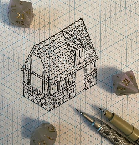 Isometric Perspective Drawing, Isometric Drawing Tutorial, Isometric Drawing House, Isometric House Illustration, Isometric Drawing Architecture, Isometric Art Drawing, Isometric Drawing Examples, How To Draw A House, Isometric Architecture