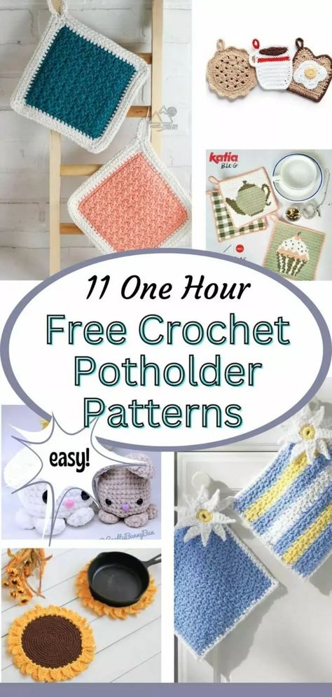 Try these free crochet potholder patterns that are perfect for adding a touch of handmade charm to your kitchen. They are easy beginner crochet projects and will make great Christmas gifts. Crocheted Pot Holders, Free Crochet Gift Patterns, Crochet Potholders Free Patterns, Easy Beginner Crochet Projects, Free Crochet Potholder Patterns, Pot Holder Patterns, Pot Holders Crochet, Potholder Patterns Free, Crochet Pot Holders Free Pattern