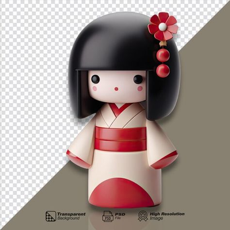 PSD japanese doll kokeshi 3d isolated on... | Premium Psd #Freepik #psd Japanese Doll, Japanese Dolls, Kokeshi Dolls, Polymer Clay Crafts, Clay Crafts, Graphic Resources, Transparent Background, Polymer Clay, Dolls