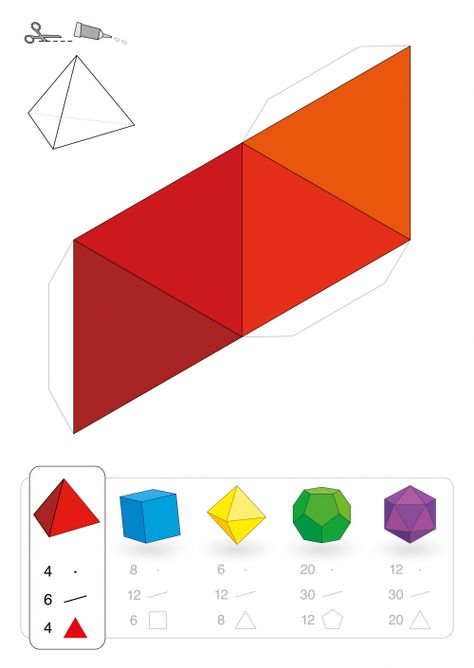 Triangle Printable, 3d Triangle, Geometry Activities, Platonic Solid, Origami Paper Art, Math Activities Preschool, Paper Model, Camping Crafts, Paper Folding