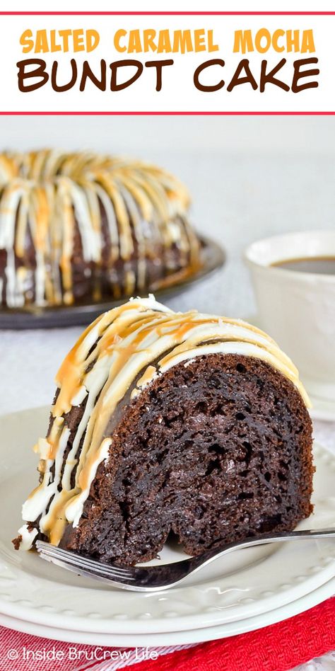 Mocha Bundt Cake, Salted Caramel Mocha, Caramel Mocha, Easy Chocolate Cake, Sweet Cake, Bundt Cakes Recipes, Dessert Cake, Holiday Cakes, Cake Chocolate