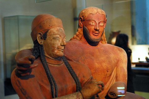 The "Sarcophagus of the Spouses", Louvre, Paris, France Sarcophagus Of The Spouses, Ancient Roman Art, Clay Slip, Central Italy, Terracotta Clay, Archaeological Finds, Ancient Buildings, Roman Art, Louvre Paris