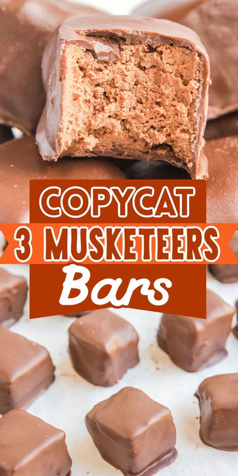 Cool Whip 3 Musketeers, Three Musketeers Candy With Cool Whip, Cool Whip Candy (3 Musketeers Copycat), Three Musketeers Candy Bar, Making Your Own Chocolate Bars, Copycat Candy Bars, Holiday Candies Recipes, 3musketeers Candy, Homemade 3 Musketeers Bars