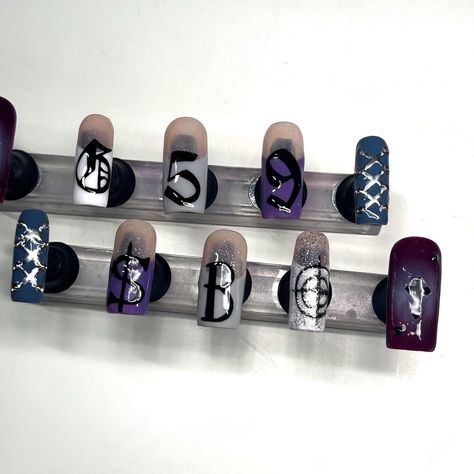 @suicideboys G59 Nails 💜🩶💙 #suicideboys #g59records #g59 #gothicnails #frenchtipnails #y2k #y2kaesthetic #y2knails #pressons #pressonnails #customnails #gelxnails #apres #beautypure #beetlesgelpolish #gelxnails #gelnailart #longnails #stilettonails #gelpressonnails G59 Nail Ideas, Sb Nails, G59 Nails, Ruby Nails, Concert Nails, Gothic Nails, Y2k Nails, Really Cute Nails, Gel Nail Art