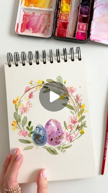 Easter Watercolor Tutorial, Easter Watercolour Painting, Watercolor Easter Cards Watercolour, Easter Watercolour Card, Easy Easter Watercolor Cards, Easy Easter Watercolor, Easter Watercolor Paintings, Easter Art Painting, Easter Watercolor Paintings Easy