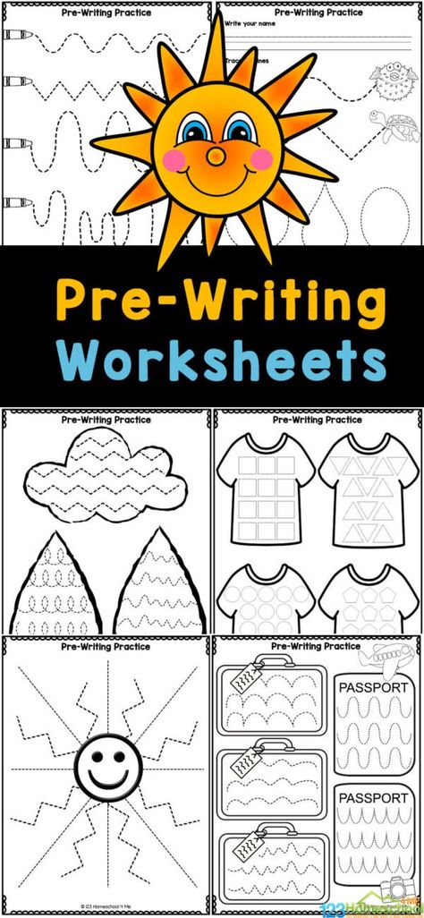 It is important for young children to strengthen hand muscles so they are ready to begin writing in school. Coloring is a great first step and pre writing worksheets help fine tune the skill. Get valuable handwriting practice for pre k with these pre-k tracing sheets for preschoolers. Simply print these pages to practice with 3, 4, and 5 year-olds. Tracing Alphabet Worksheets, Preschool Pre Writing Activities, Pre Schooler Activities Worksheet, Pre K 3 Worksheets, Academic Activities For Preschool, Writing Sheets For Kindergarten, Preschool Tracing Activities, Writing Without Tears Worksheets, Pre Writing Worksheets Free