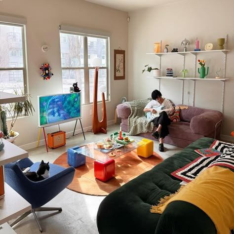 Gen Z Room Aesthetic, Gen Z Instagram Aesthetic, Eclectic Studio Apartment, Sweet Home Style, Room Vibes, Bedroom Setup, Indie Room, Tiny Apartment, Apartment Decor Inspiration