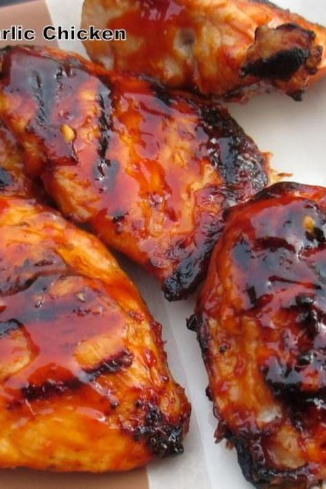 ~ Grilled Honey Garlic Chicken ~ Honey Garlic Bbq Chicken, Hot Honey Grilled Chicken, Honey Grilled Chicken, Garlic Sauce For Chicken, Honey Glazed Chicken, Honey Bbq Chicken, Honey Barbecue, Honey Garlic Sauce, Bbq Chicken Recipes