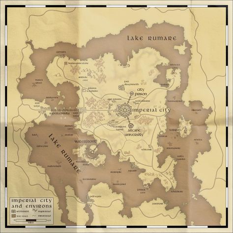 [OC] Attempt at realistic scale map of the Imperial City Isle. Description in comments Elder Scrolls Imperial City, Imperial City Elder Scrolls, Imperial City, Scale Map, Fantasy Map Making, Game Of Thrones Artwork, Elder Scrolls Skyrim, Elder Scrolls Art, Fantasy World Map